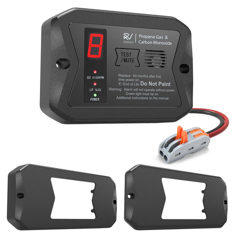 Leakbee R502 RV dual LP/CO detector front view for proactive safety in travel