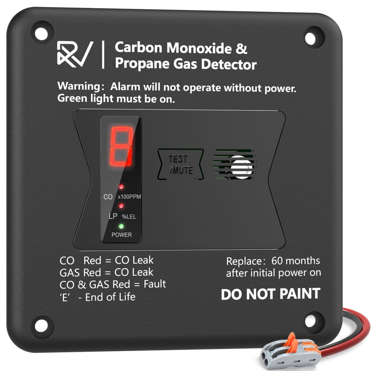 Leakbee R503 front view 2-in-1 RV detector for CO and LP safety