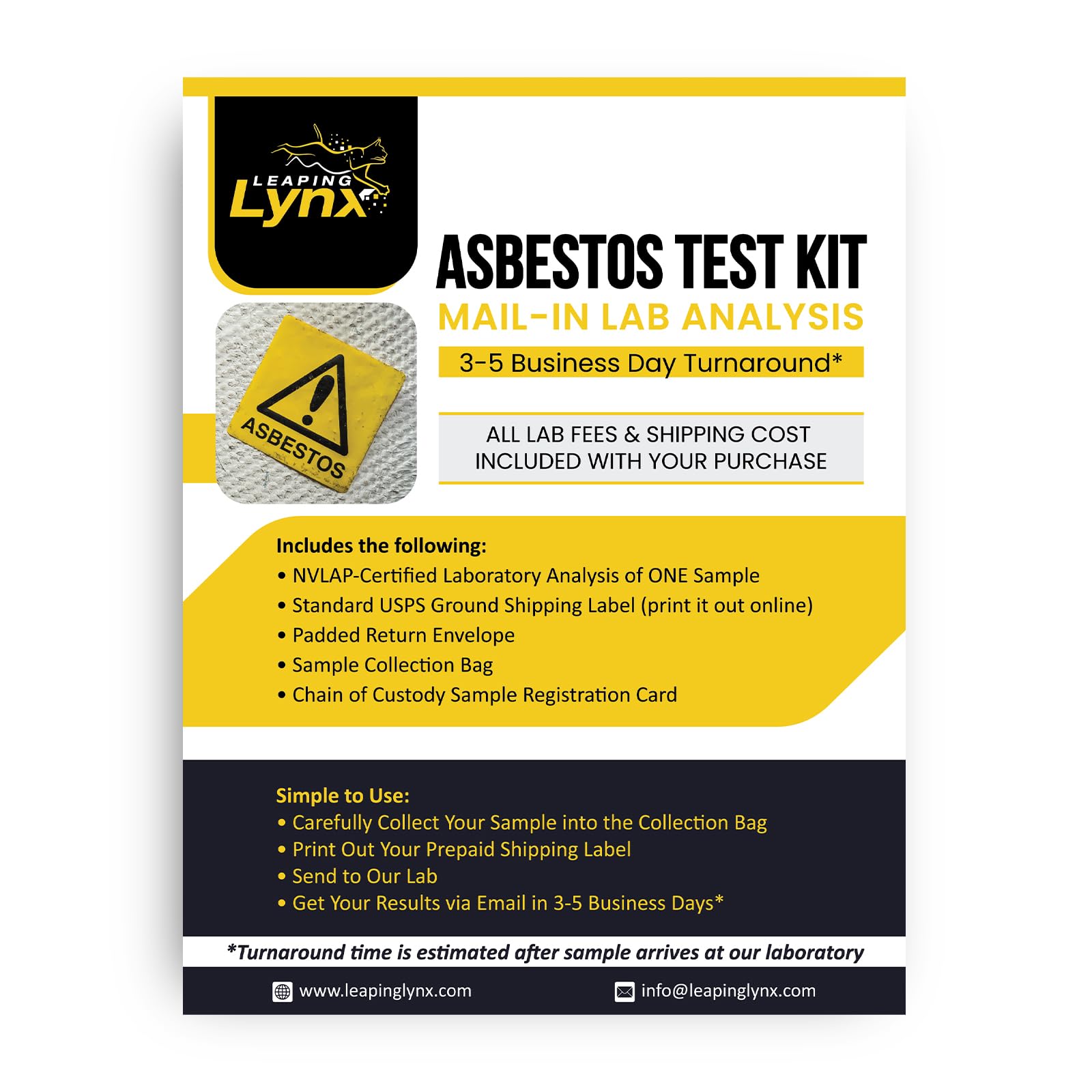 Leaping Lynx asbestos kit test device for at-home sampling and analysis.