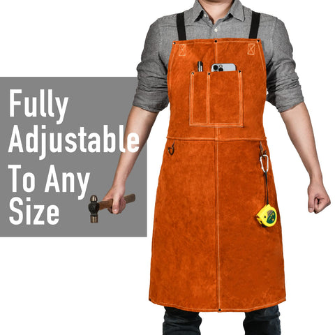 LeaSeek apron with cross-back strap to reduce neck strain during work
