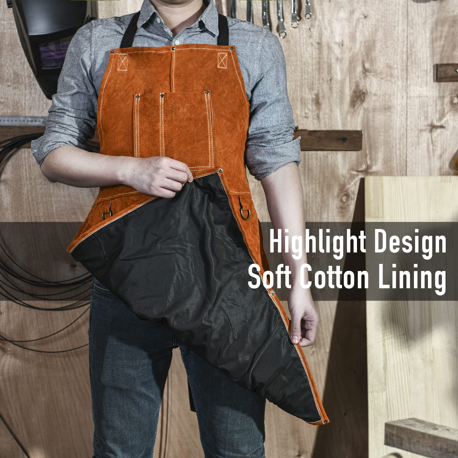 LeaSeek apron with double-stitched seams for enhanced durability