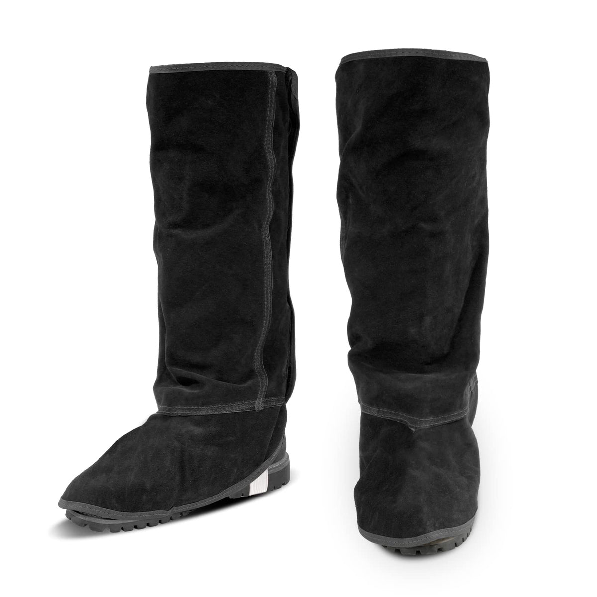 LeaSeek Leather Welding Spats full-length view protecting boots from heat and sparks