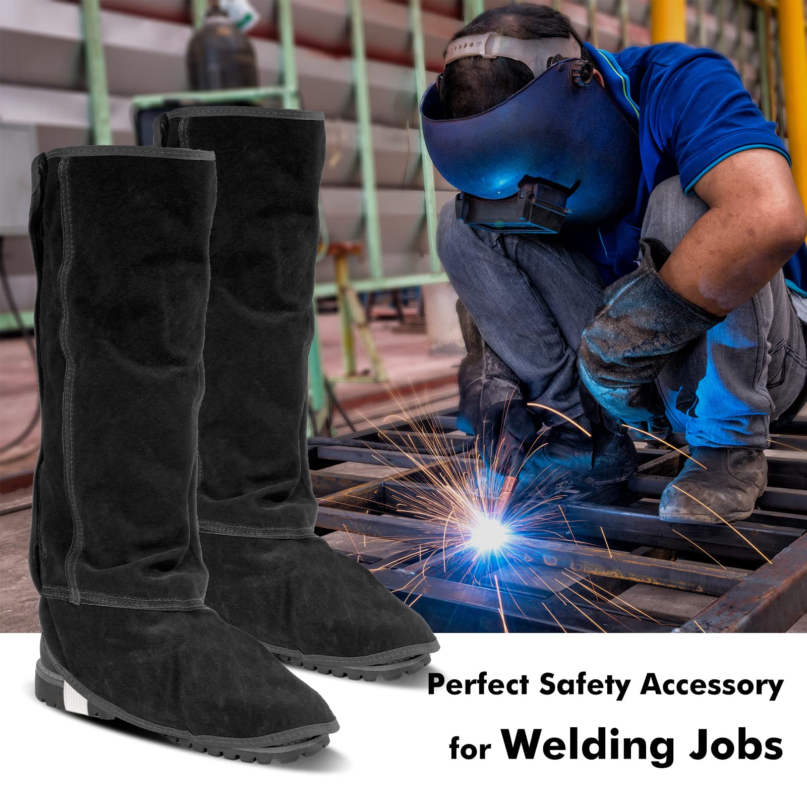 Sparks and splashes deflected by LeaSeek spats for added protection