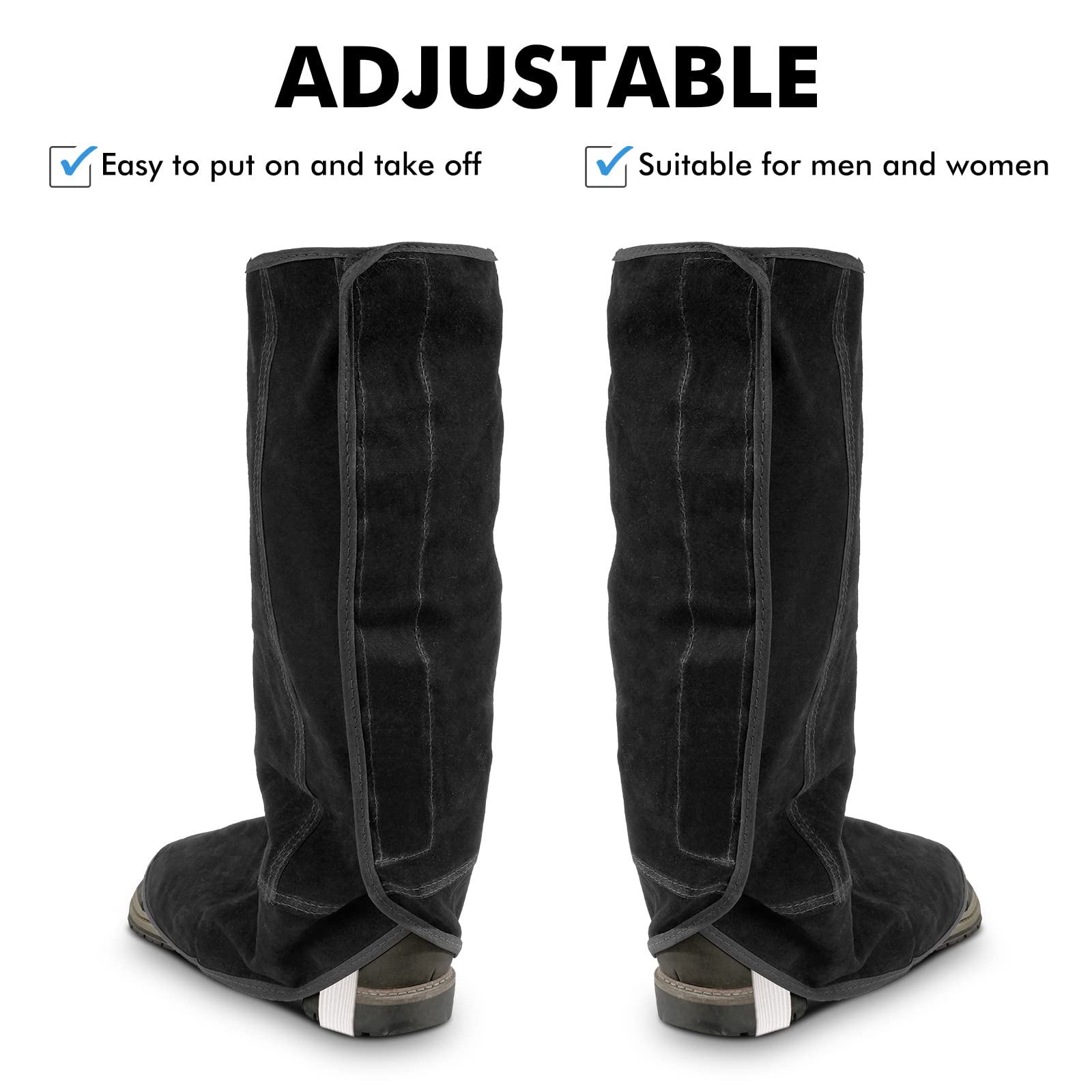 LeaSeek spats with adjustable Velcro for easy, secure fit