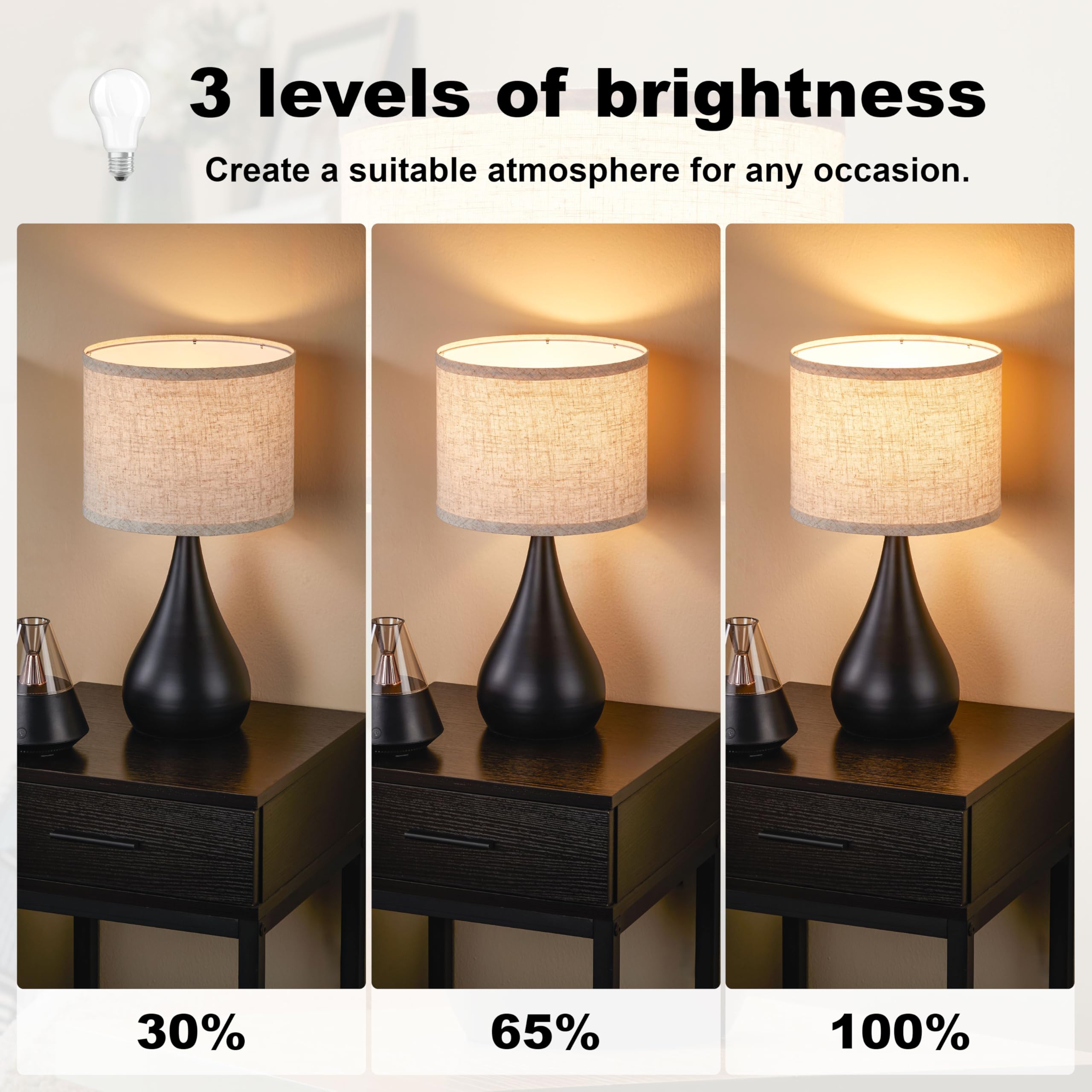 Leasgy 18.1'' nightstand lamp shade produces warm, diffused glow for cozy evenings.