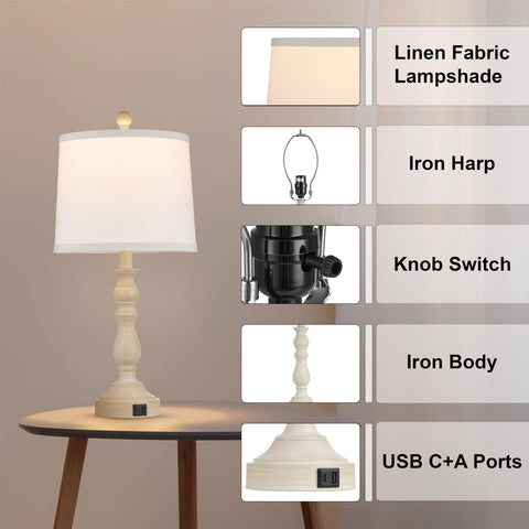 Leasgy bedside lamps beside the bed for gentle nighttime reading.