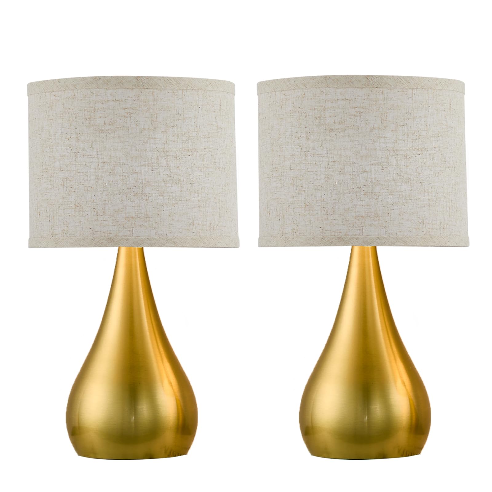 Leasgy set of 2 lamps suitable for desks and nightstands with gold finish.