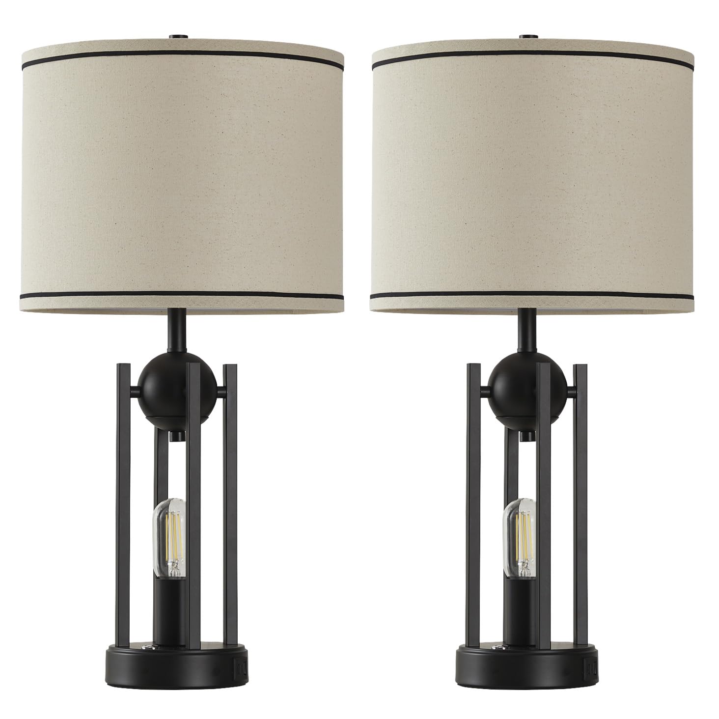 Leasgy black farmhouse lamps enhance bedrooms and living areas.