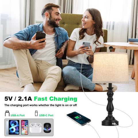 Leasgy farmhouse lamps USB ports let you charge devices while relaxing.