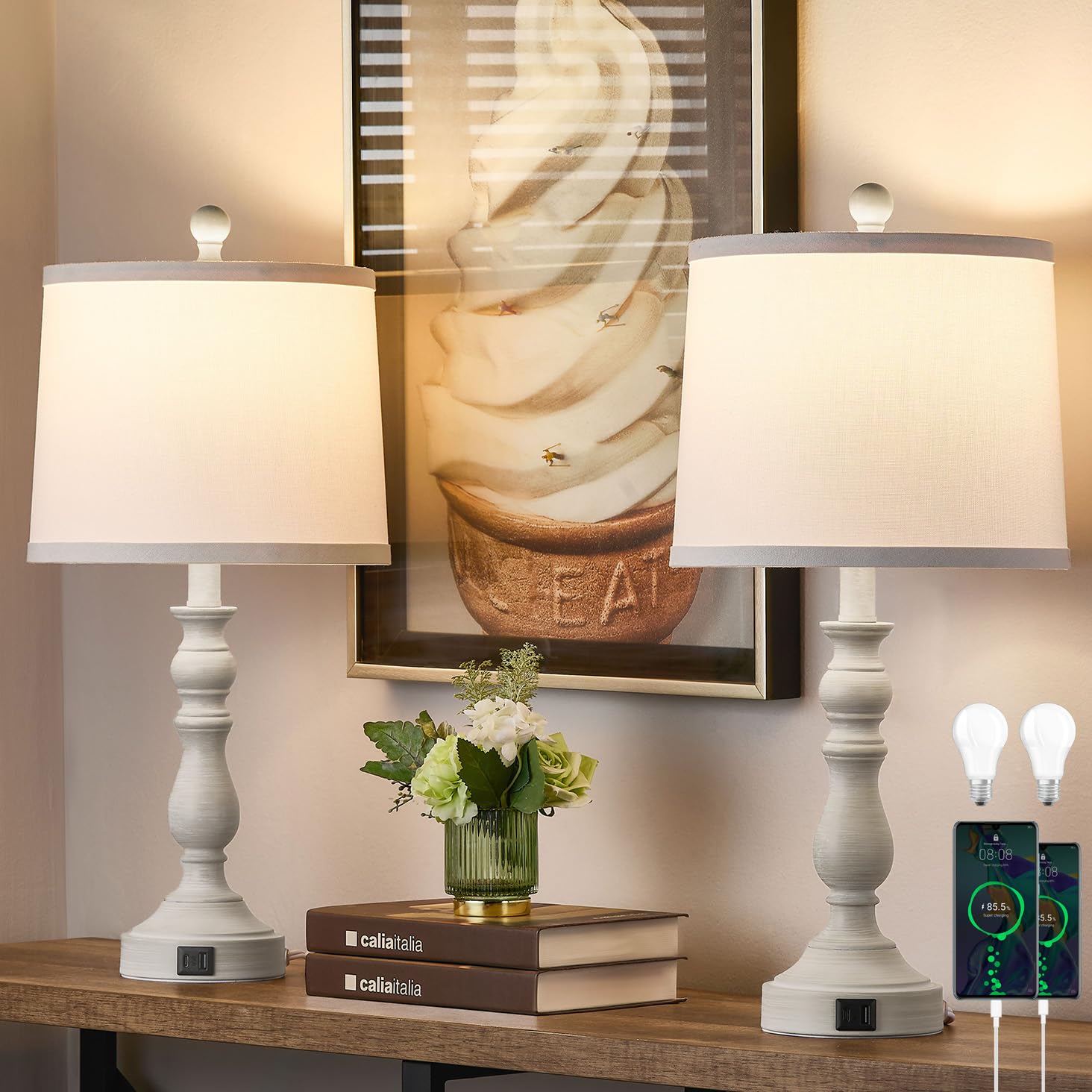 Leasgy farmhouse lamp base in iron provides stable support.