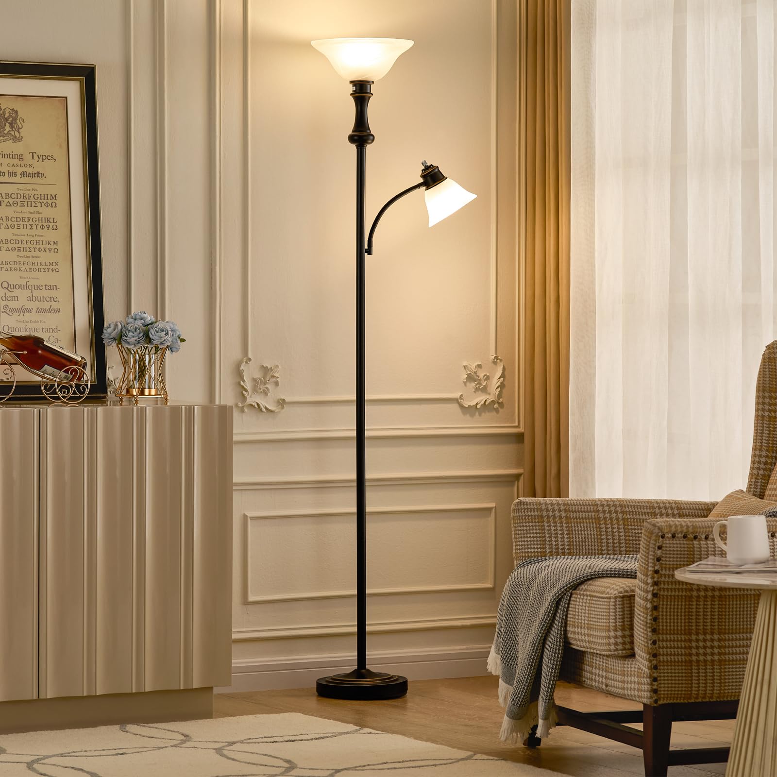 Leasgy frosted shade delivers gentle, even lighting.