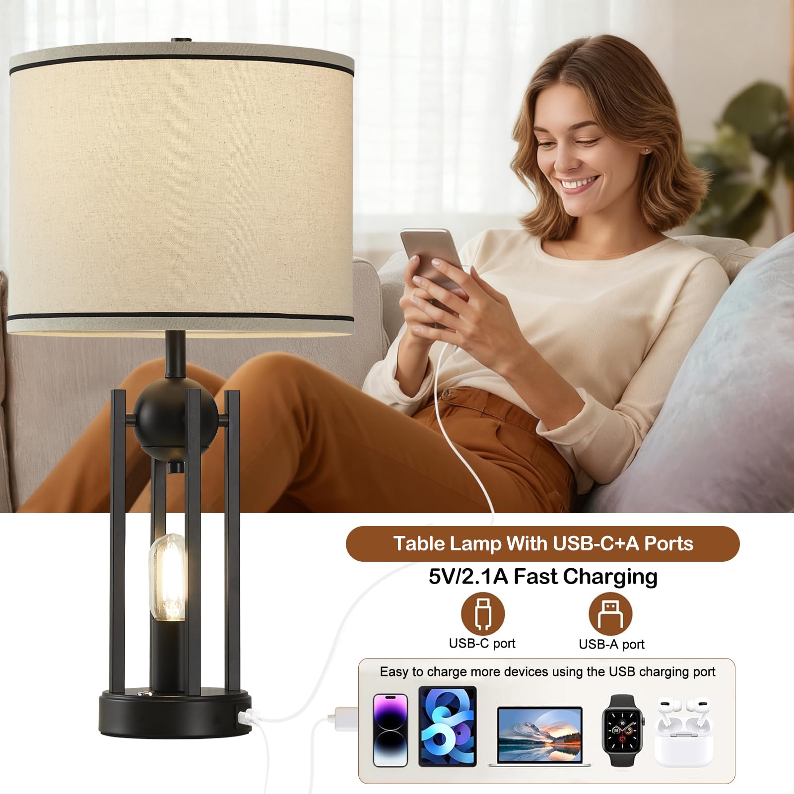 Leasgy LED bulbs included for immediate, energy-efficient lighting.