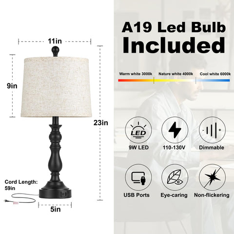 Leasgy farmhouse lamps packaging highlights easy, tool-free setup.