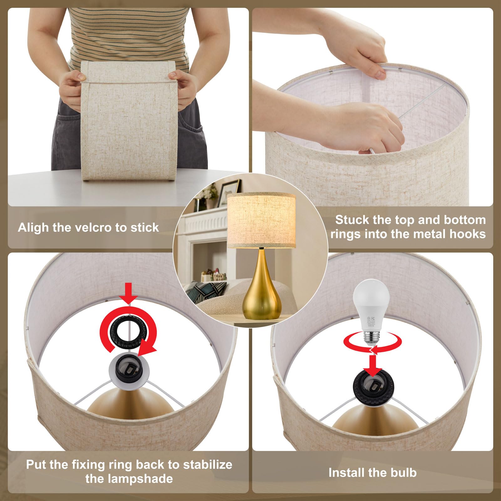 Leasgy easy-assembly two-pack nightstand lamps for quick setup.