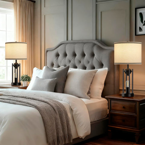 Leasgy touch-control lamps with independent night-light switches.