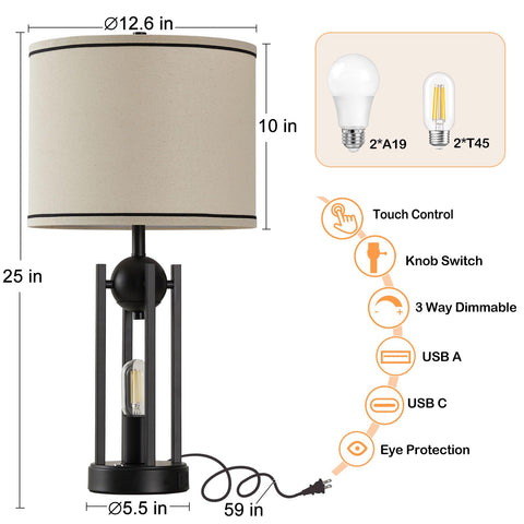 Leasgy lamps provide USB-C and USB-A charging on two ports.