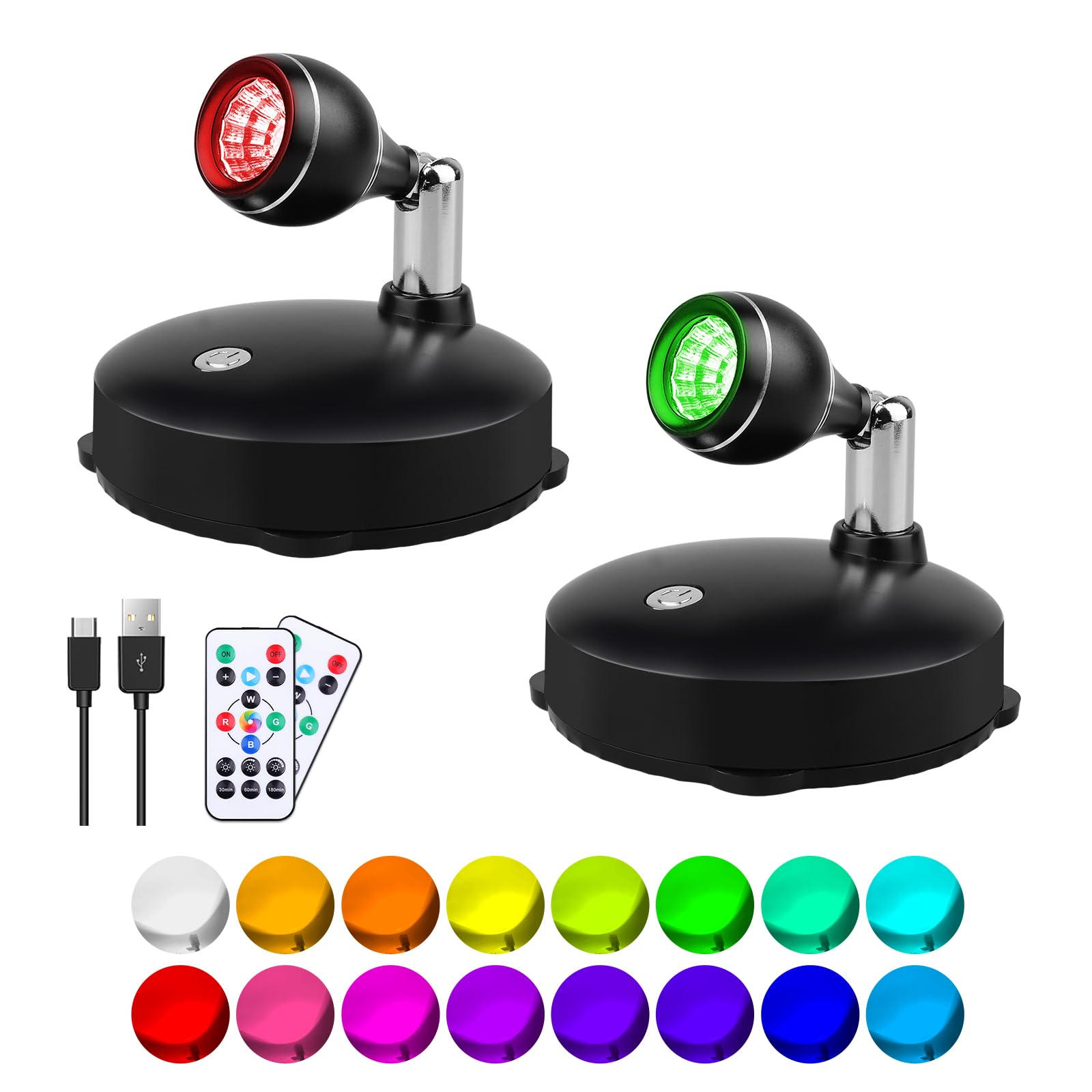 LEASTYLE Wireless Spotlight with remote control illuminates art without wires.