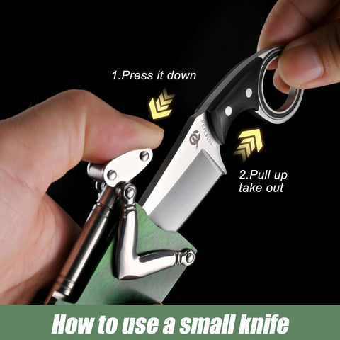 LEASUR fixed blade pocket knife ready for outdoor tasks.