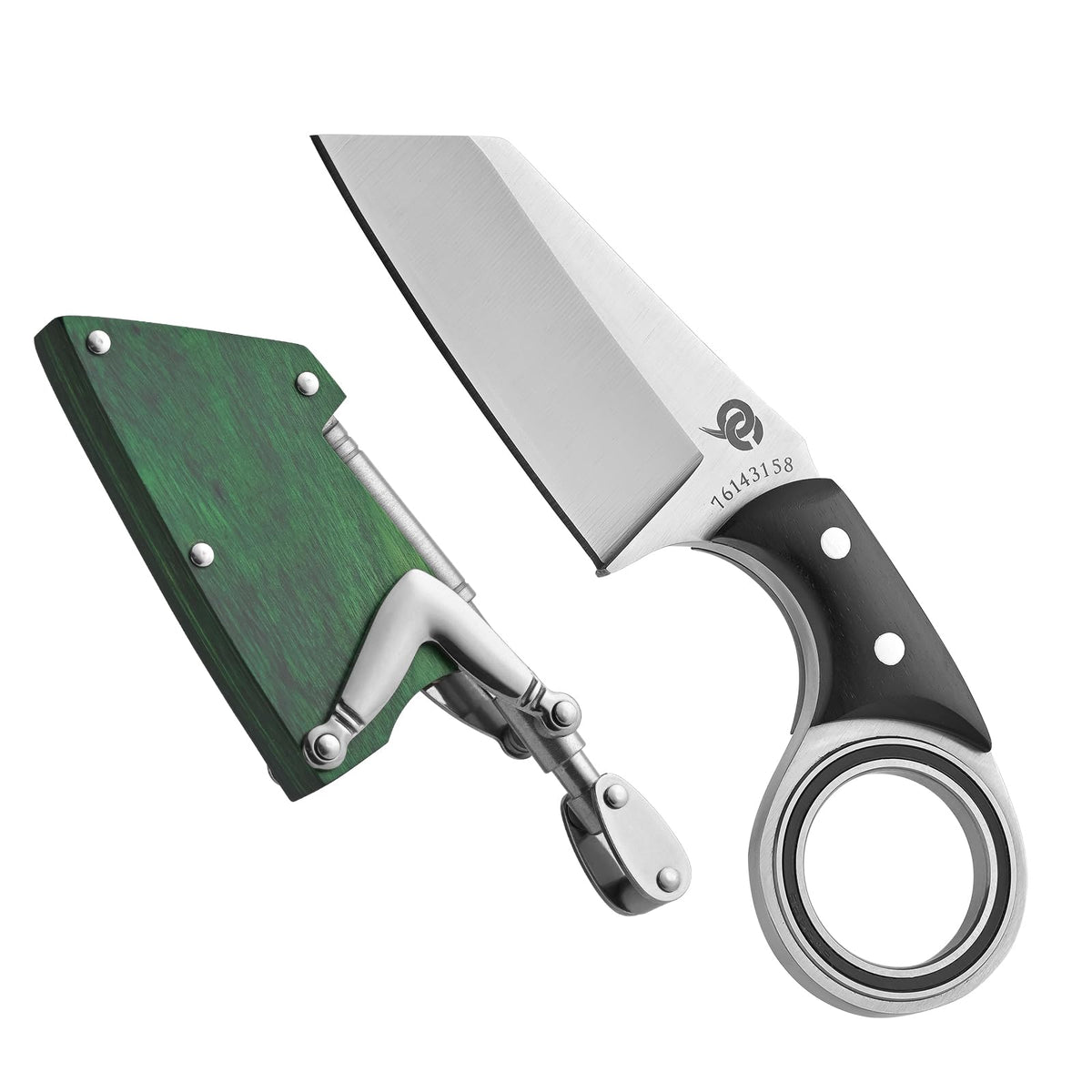 LEASUR small pocket knife with mechanical arm in action for precise opening.