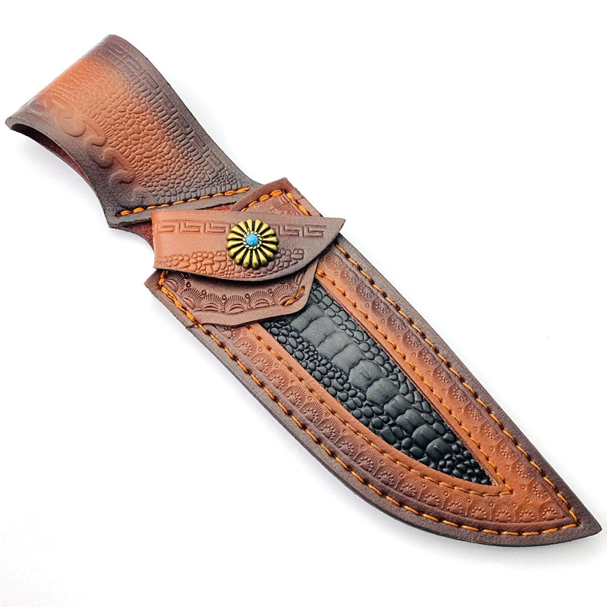 Leather Knife Sheath with belt loop for secure outdoor carry and quick access.