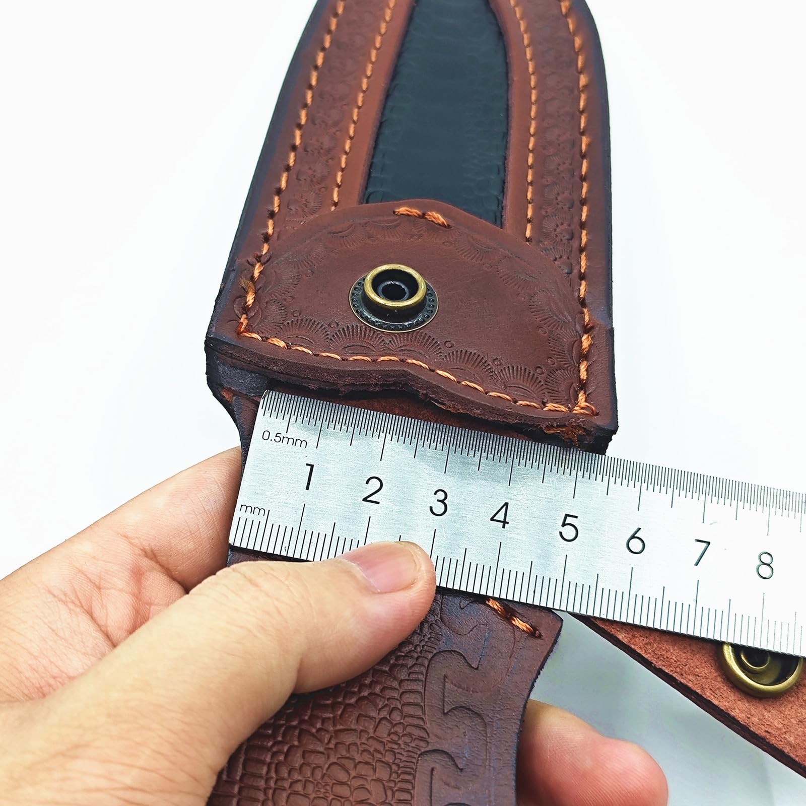Compatibility-focused view: Leather Knife Sheath fits fixed blade up to 5.79 inches.