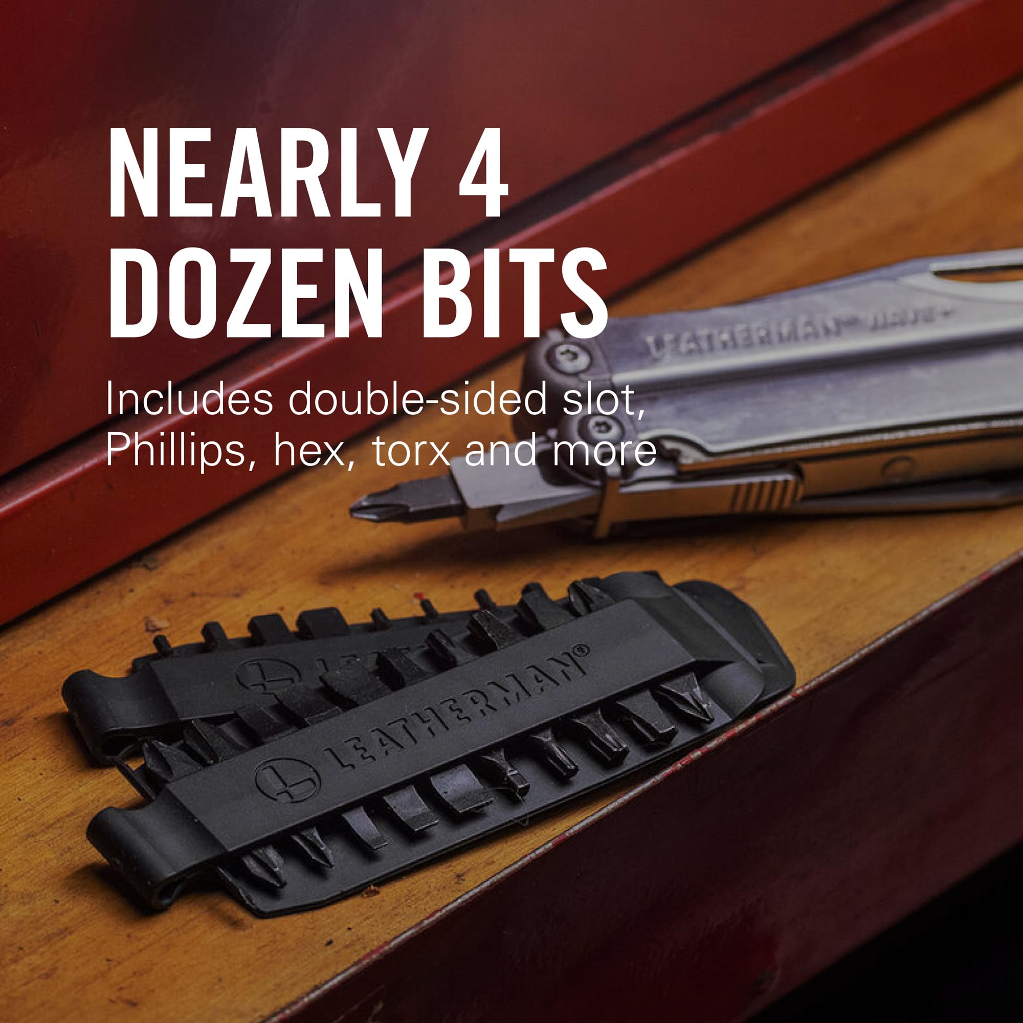 Two small sleeves keep bits organized and portable