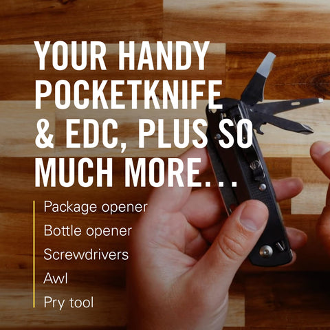 Leatherman Free K2 folding knife blade tucked away for safe storage and travel.