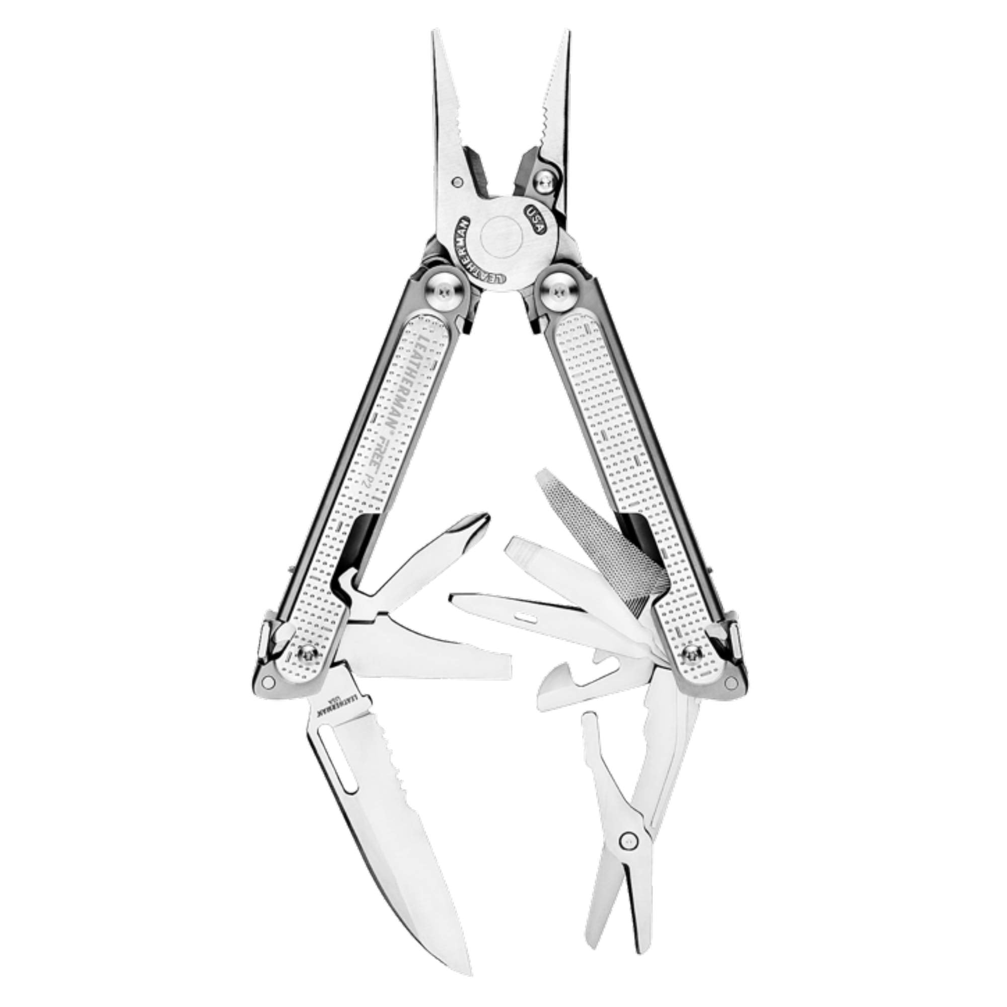 LEATHERMAN FREE P2 close-up showing magnetic locking for one-handed access