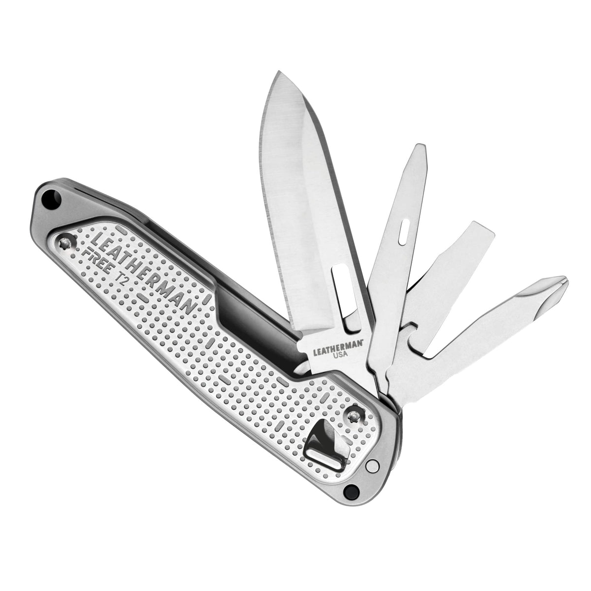 Leatherman Free T2 close-up showing magnetic locking for smoother tool deployment