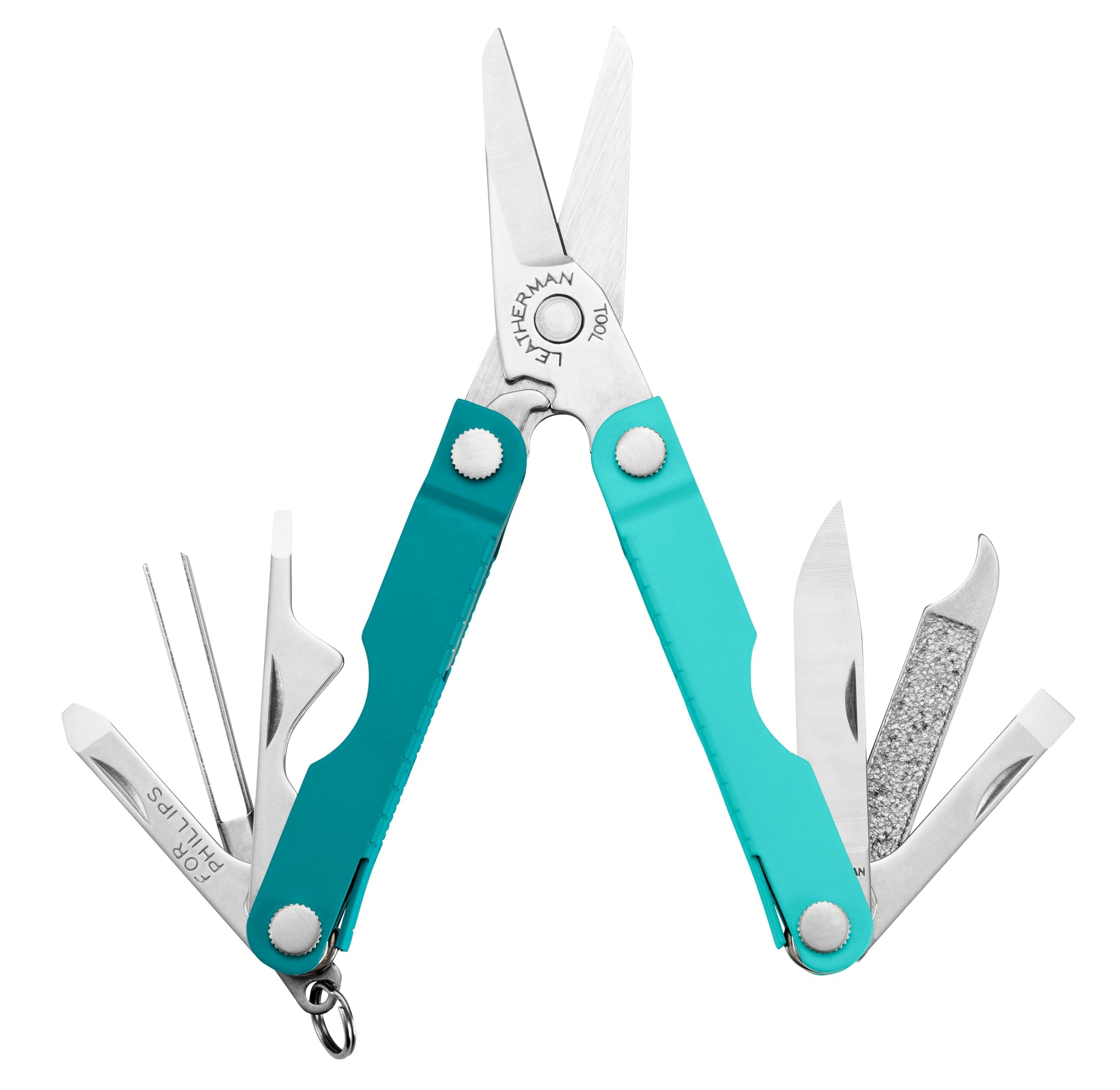 LEATHERMAN Micra in spring colorway, open for versatile everyday tasks.