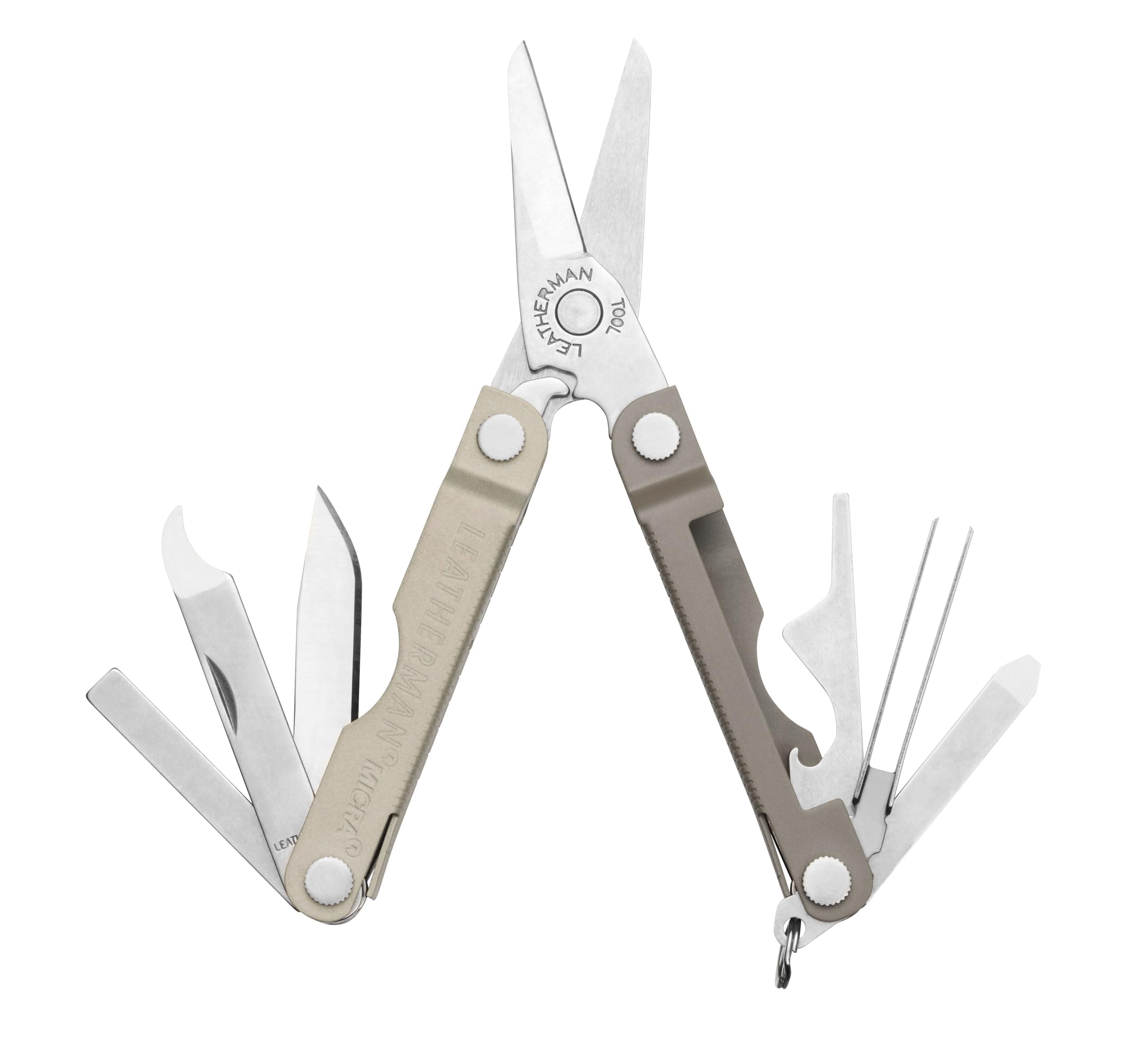 Leatherman Micra spring drop close-up of scissors for quick grooming tasks