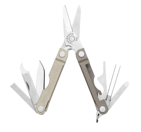 Leatherman Micra spring drop close-up of scissors for quick grooming tasks