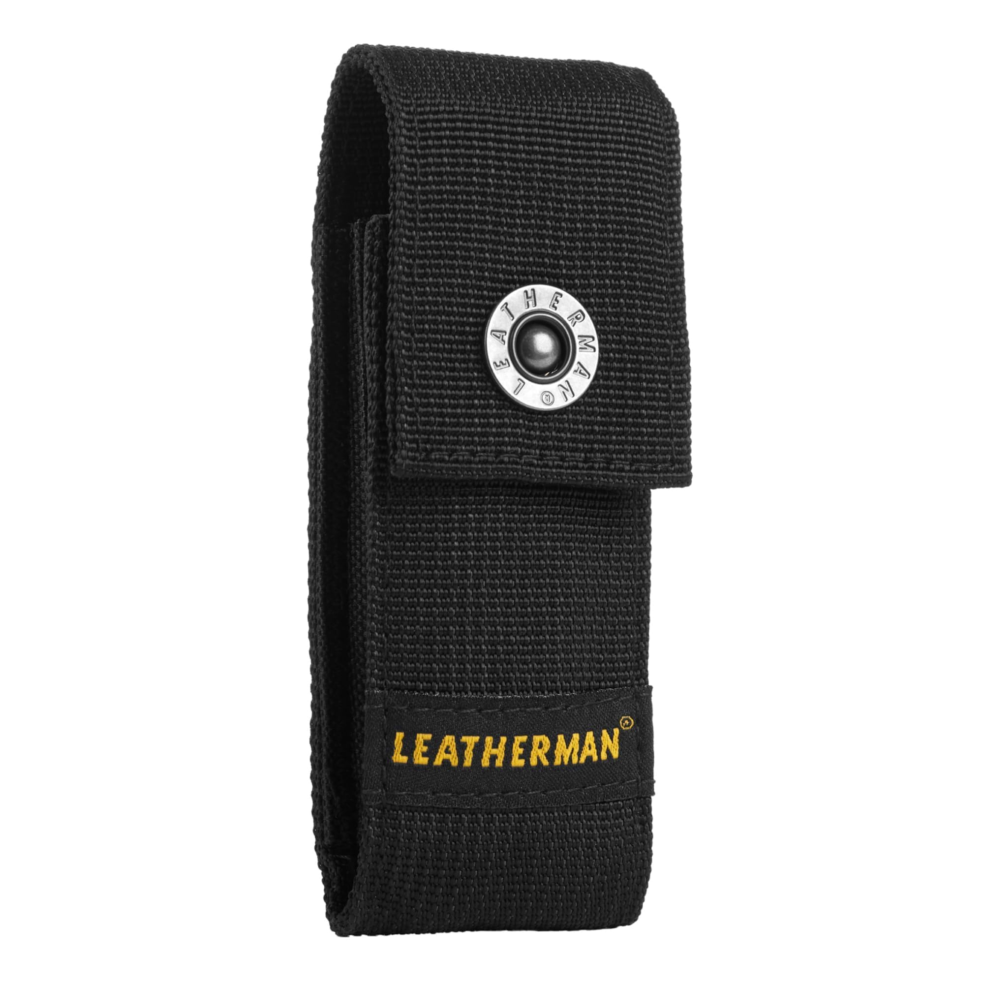 LEATHERMAN premium nylon snap sheath with belt clip for secure belt carry.