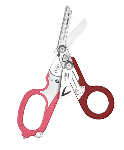 Leatherman Raptor Rescue close-up of emergency shears blades for rapid response.