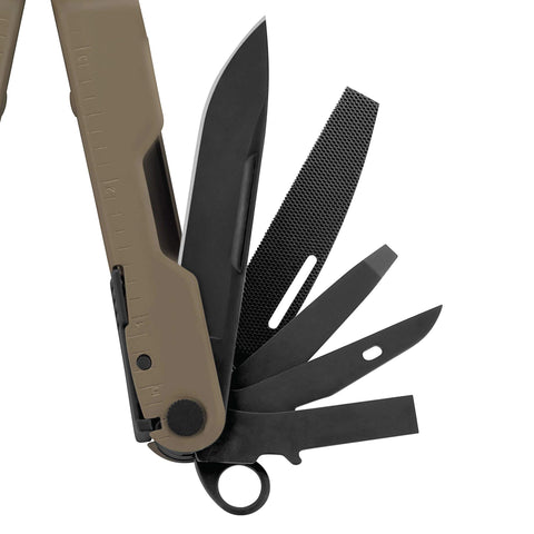 Leatherman Rebar compact handheld tool in its case for on-site tasks.