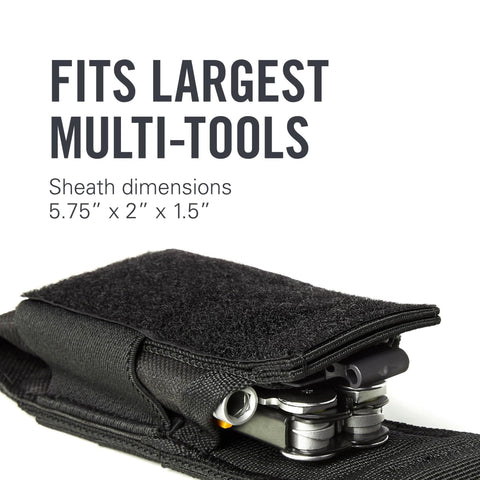 Leatherman sheath secure hook-and-loop closure protects contents.