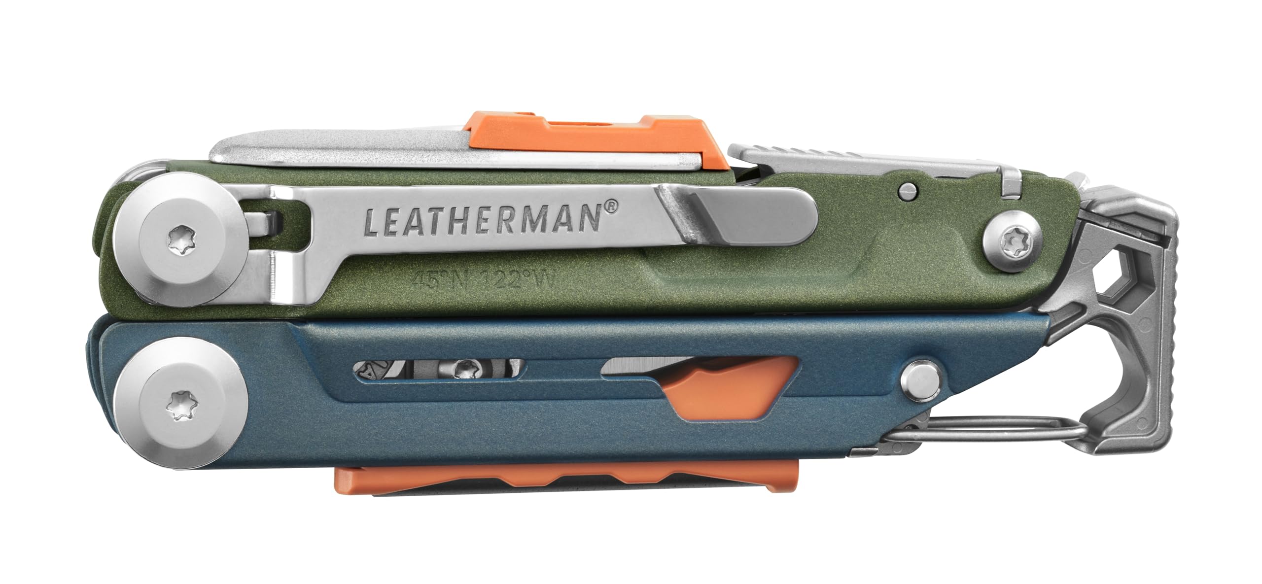 Leatherman Signal hammer and wire cutters for sturdy adjustments.