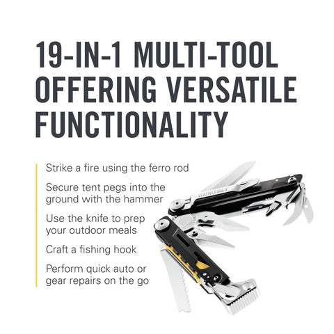 LEATHERMAN Signal knife blade enables quick cuts during camping tasks.