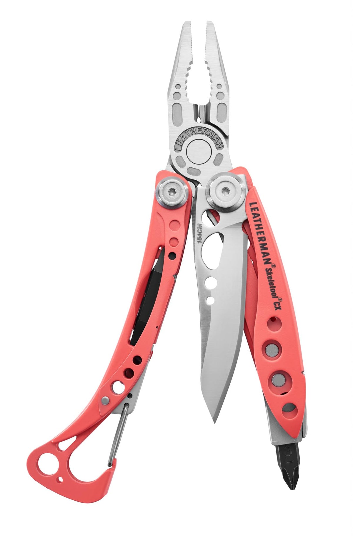 Leatherman Skeletool CX knife blade in MagnaCut steel for durable edge.