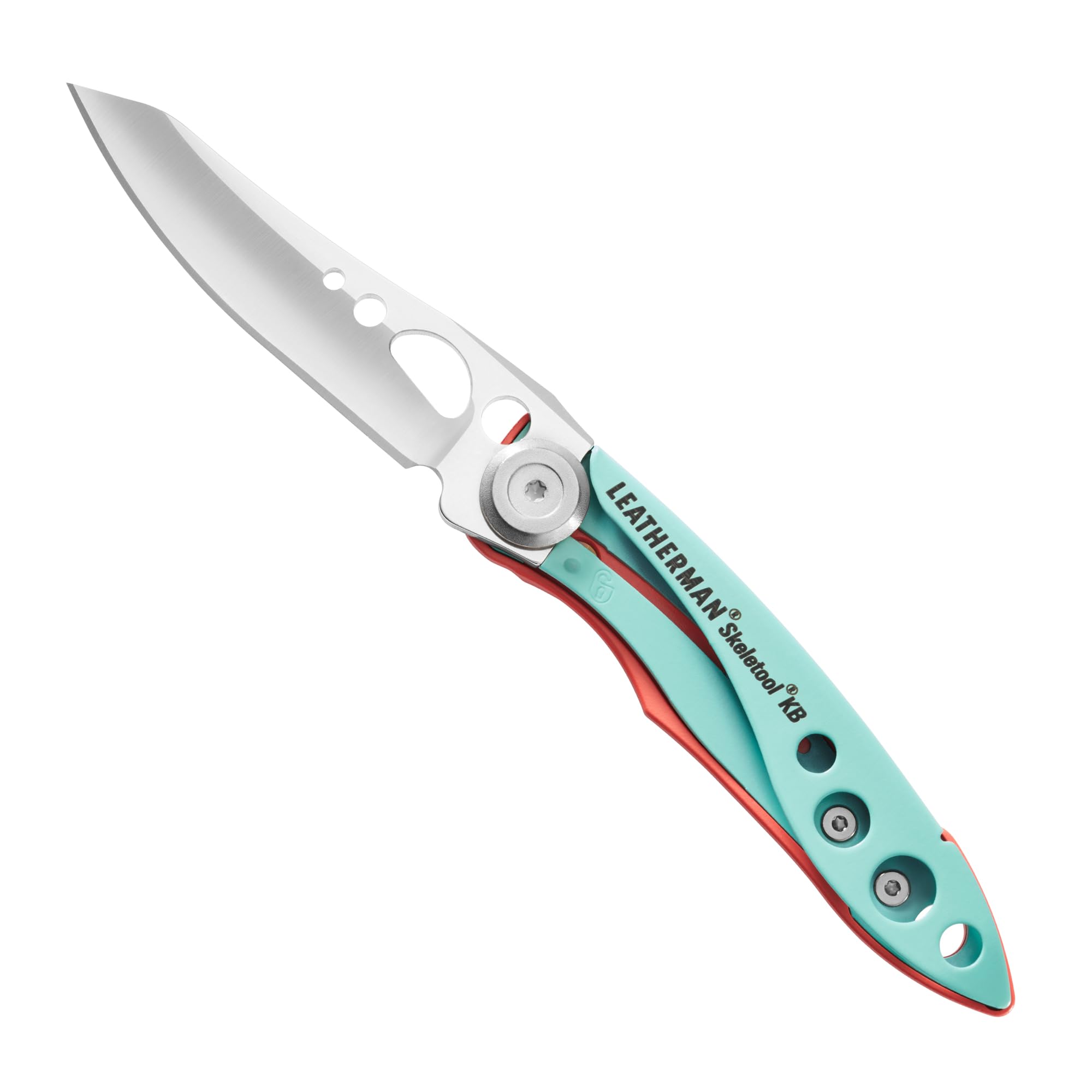 LEATHERMAN Skeletool KB pocketknife straight edge in Paradise Blue for everyday carry