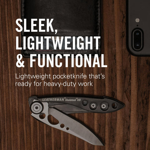 LEATHERMAN Skeletool KB stainless blade open for quick tasks.
