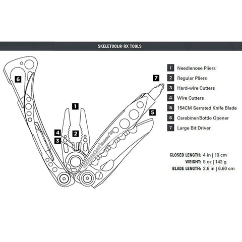 Leatherman Skeletool RX carbide glass breaker in red for emergencies