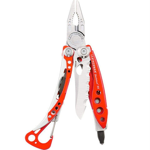 Leatherman Skeletool RX serrated knife in red for quick cuts