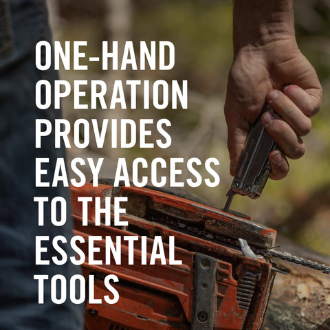 LEATHERMAN Surge open-tool in use for one-handed access during repairs.