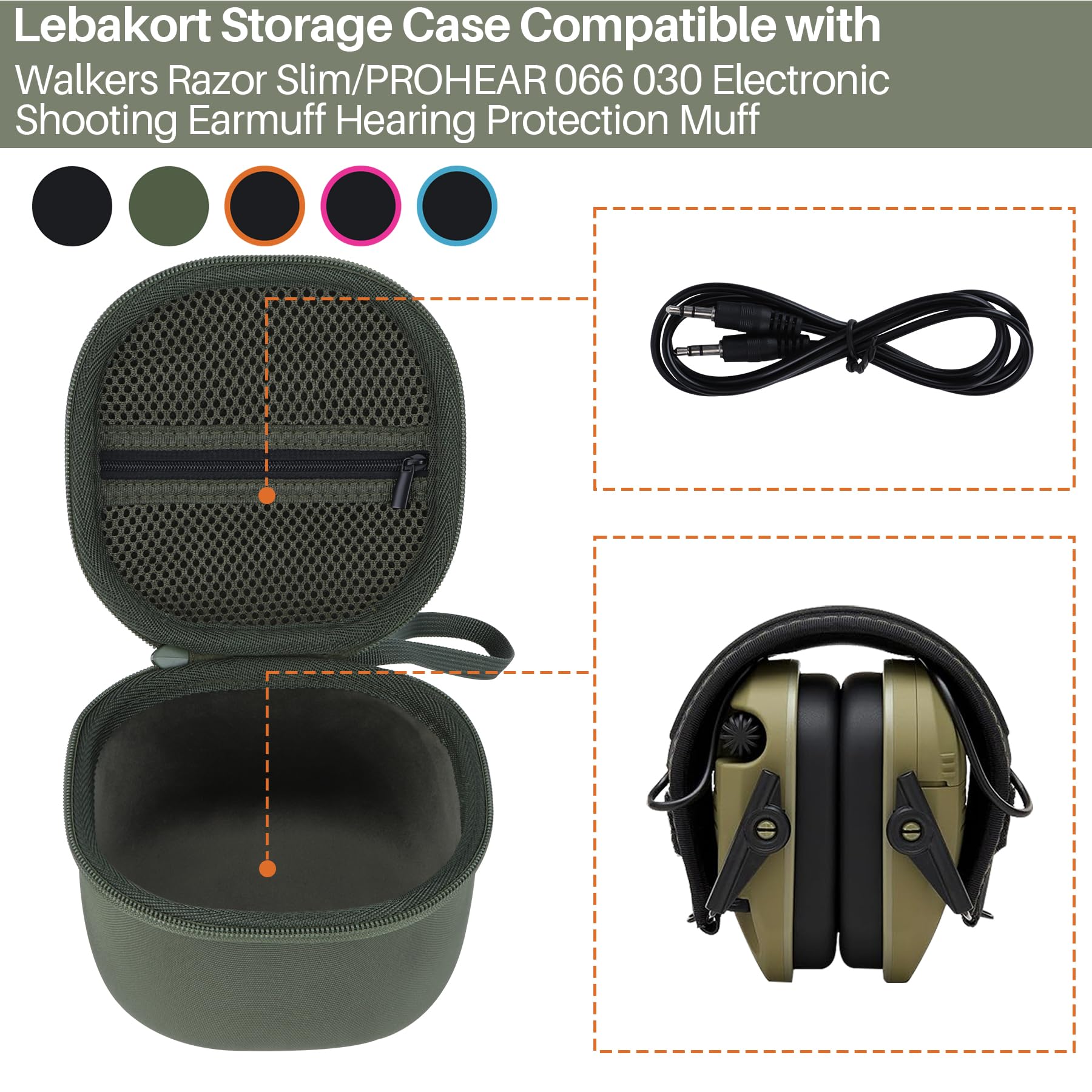 Lebakort protective lining offers soft, anti-static care for earmuffs.