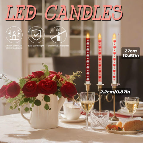 Lebaley LED heart candle pink-red design creates romantic decor.