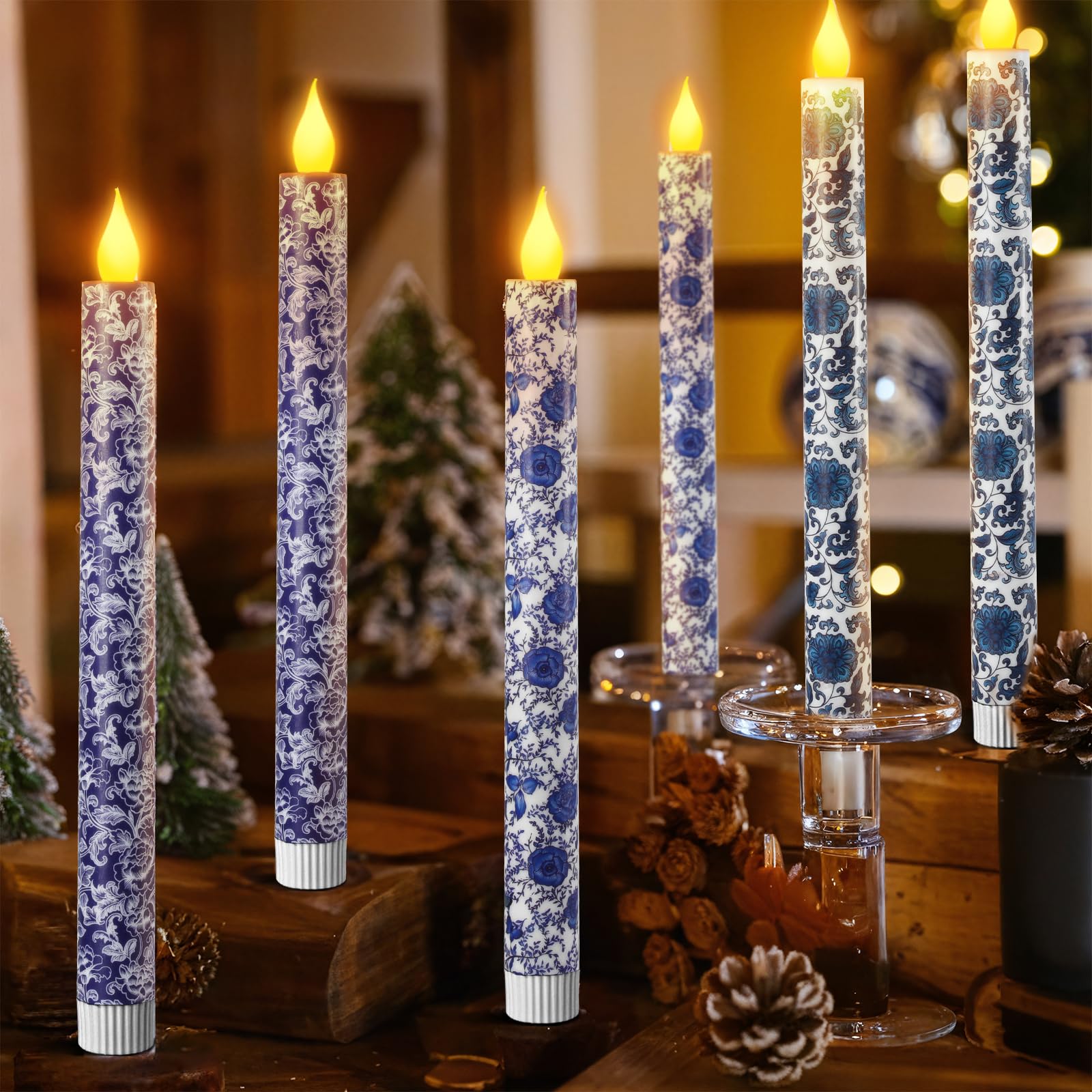 Lebaley blue glow candles with warm light mode for cozy evenings