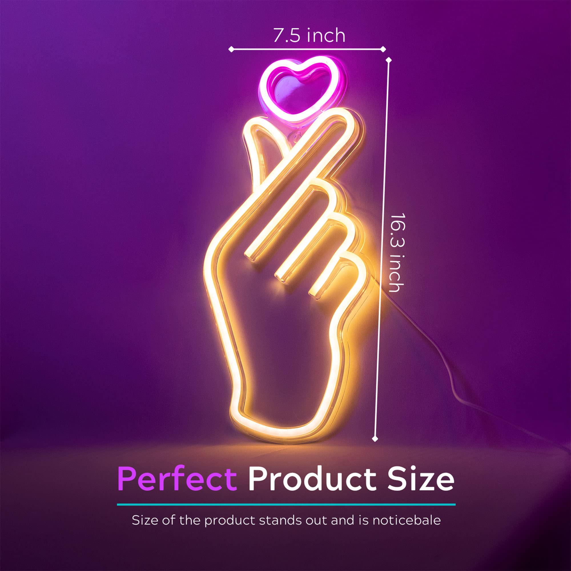 LEBURRY finger heart neon sign makes a charming K-pop gift for fans.