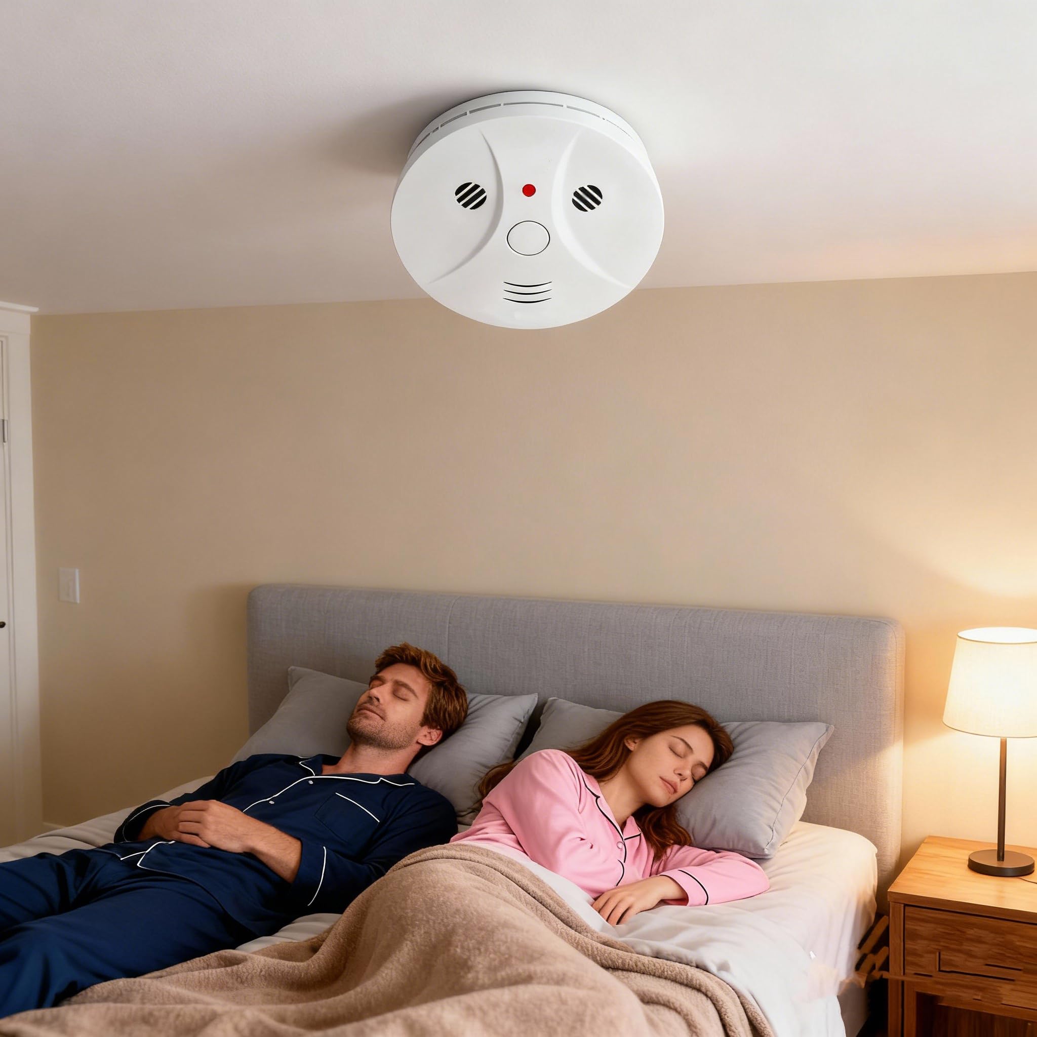 Lecoolife smoke and CO detector front view highlighting compact design
