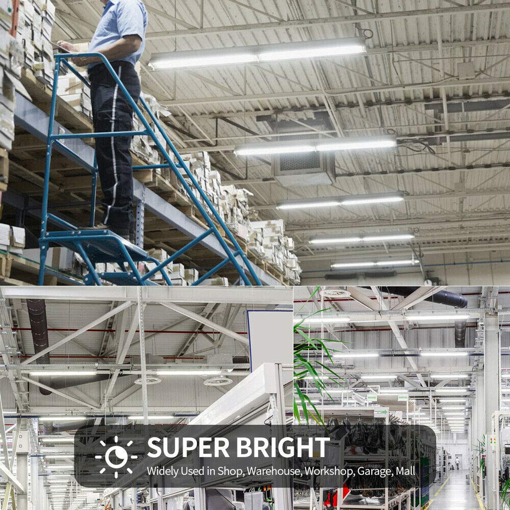 LED LIGHT 777 clear cover 4ft shop light brightens workbench spaces.